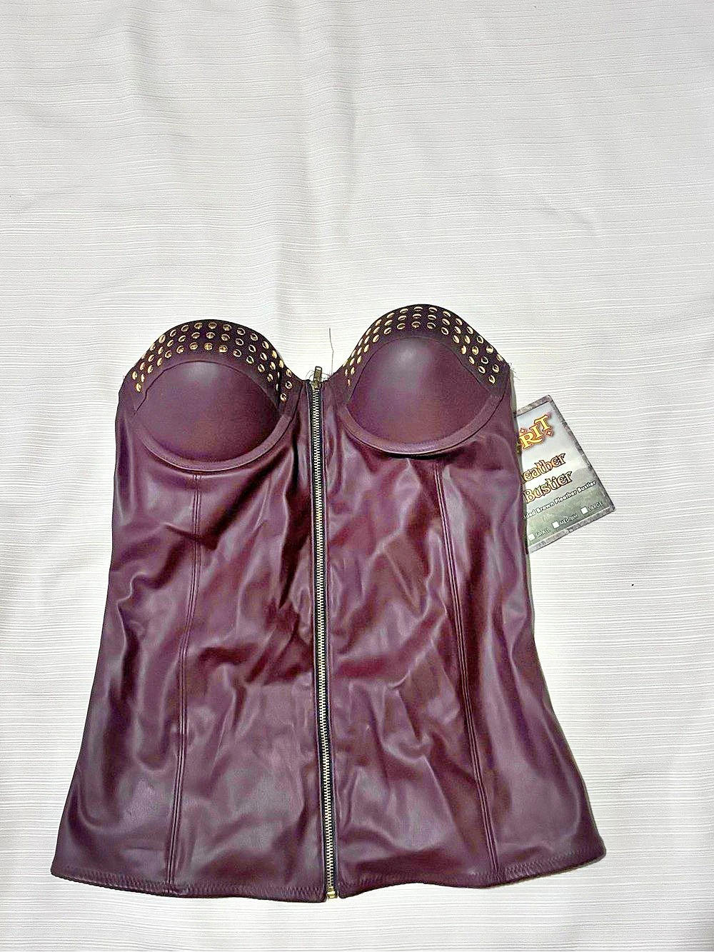 Spirit Halloween Studded Brown Pleather Bustier Waist Cincher NWT